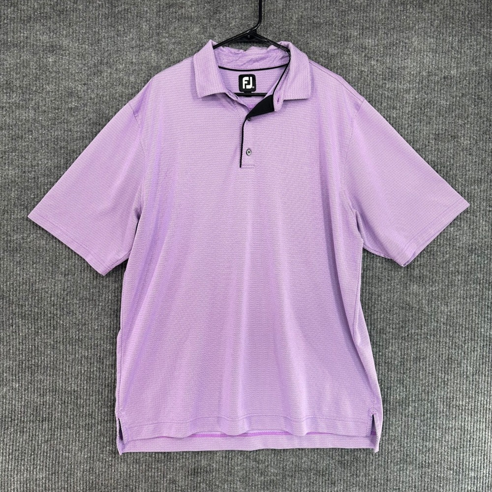 FootJoy Polo Shirt Mens XXL Purple Excellent Micro-Herringbone Golf Performance